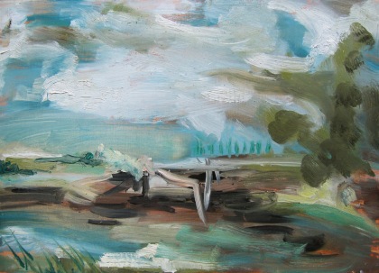 painting after constable, interpretation of Constable sketch, oil on board jenny meehan 