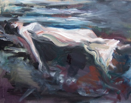 "save our souls" ©jenny meehan oil painting referencing dissociation, based on an image by frissel jenny meehan personal painting experiment english contemporary woman ophelia floating in water, woman in the water, feminist art, feminism, end violence against women and girls, 