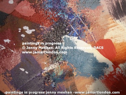 jenny meehan jamartlondon lyrical abstract expressionistic paintings in progress