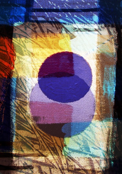 first day morning abstract art image licensable ©jenny meehan, circles, moon, sun,light,day,digital collage,emotive,spiritual art,geometric abstraction