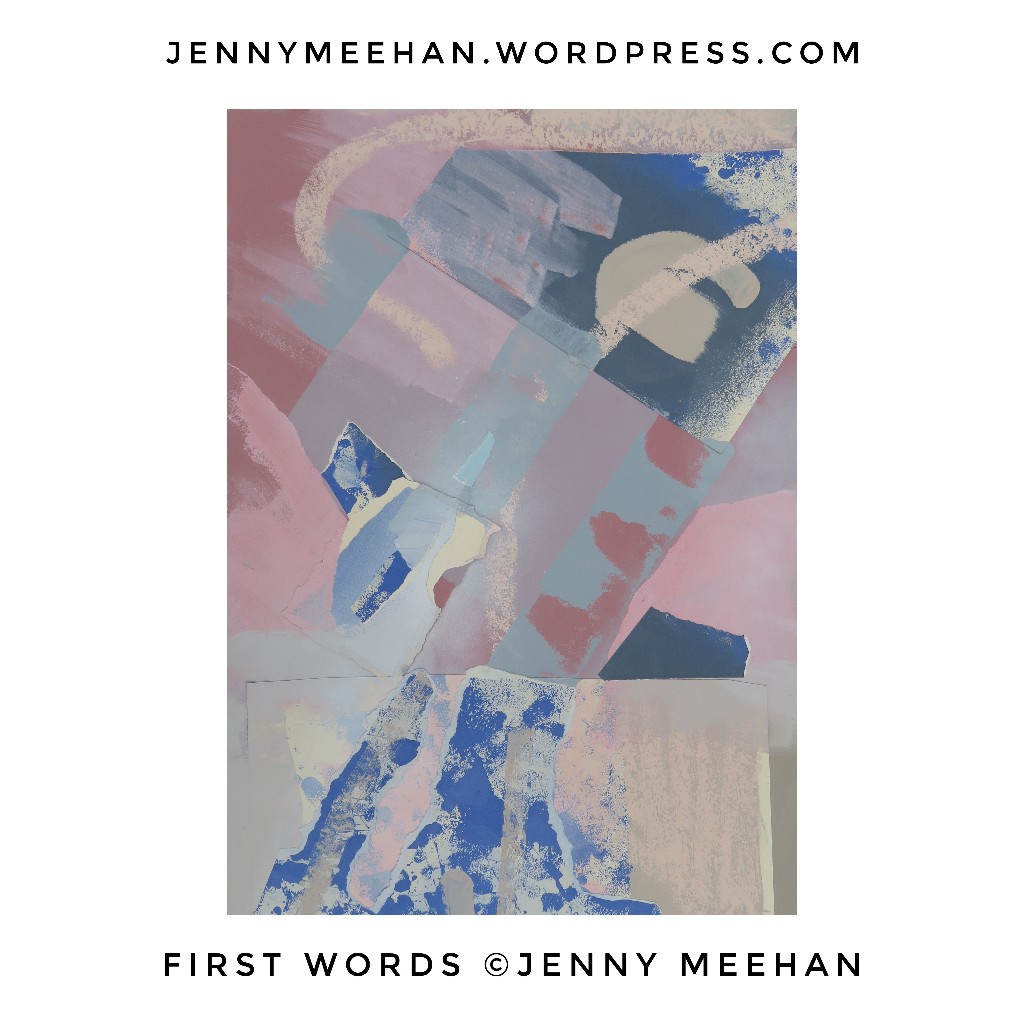 First Word painting collage by Jenny Meehan British Contemporary modern artist