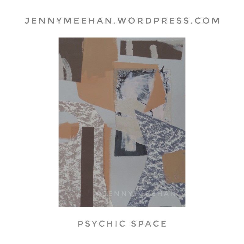 "psychic space" painting by jenny meehan, jenny meehan aka jennyjimjams, london based female fine artist, abstract artist in london, woman artist and poet, feminist artists, abstract expressionist painting in uk, modern art from jenny meehan, collage influenced by Francis Davison 