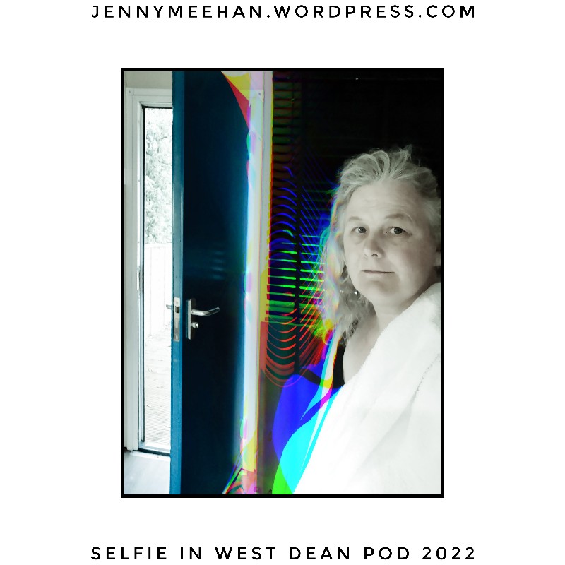 Selfie in West Dean Pod 2022 artist in london, woman artist and poet, feminist artists, abstract expressionist painting painting by jenny meehan, jenny meehan aka jennyjimjams, london based female fine artist, abstran art from jenny meehan