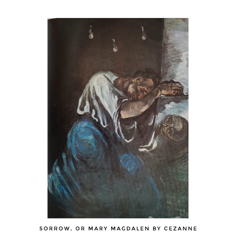 Sorrow or Mary Magdalen by Paul Cezanne, Cezanne early works, impressionism, impressionists, French Artists, famous French Artists